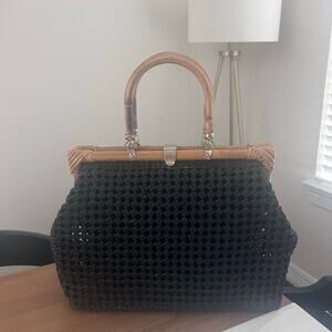 Magid Black Woven large Resort handbag Made in Italy Vacation Resort summer Boho